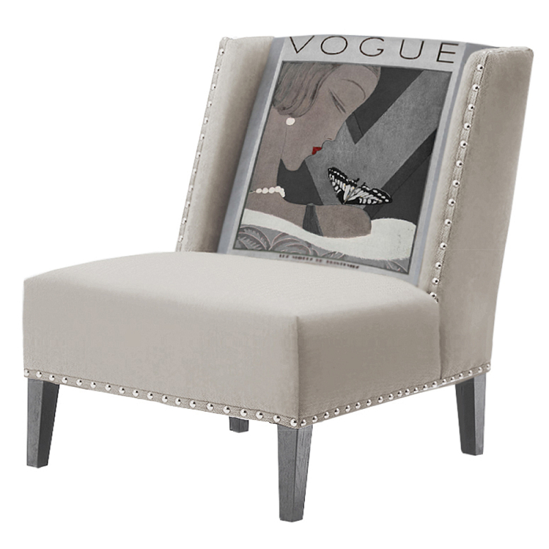 FUN Armchair  Vogui II Beige Дизайнерское кресло с цветным принтом Бежево-серый в Сочи | Loft Concept 