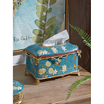 Салфетница прямоугольная голубого цвета с цветами и бабочками Blue Garden варинант исполнения - 3 | Loft Concept в Сочи