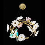 Люстра круглая на золотом каркасе с птичками и цветочным декором Miscellaneous herbs варинант исполнения - 8 | Loft Concept в Сочи