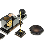 Настольный письменный набор с часами из природного камня обсидиана National Еmblem варинант исполнения - 5 | Loft Concept в Сочи