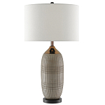 Настольная лампа керамическая с тканевым цилиндрическим абажуром Bullet варинант исполнения - 2 | Loft Concept в Сочи