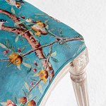 Стул из массива бука бирюзовый с изображением птиц и цветов Turquoise Beige Chinoiserie Peach Garden Chair варинант исполнения - 4 | Loft Concept в Сочи