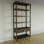 Стеллаж Elsa Dreams Walnut со стеклянными полками и ящиком варинант исполнения - 1 | Loft Concept в Сочи