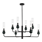 Люстра с 8-ю плафонами в форме стеклянных трубок и мраморных декоративных элементов Montreal варинант исполнения - 1 | Loft Concept в Сочи