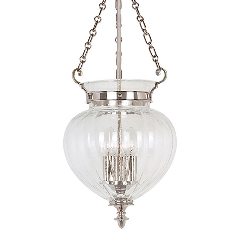 Подвесной светильник цвета никель с прозрачным ребристым стеклянным плафоном в классическом стиле Elstead Lighting Прозрачное Стекло Никель в Сочи | Loft Concept 