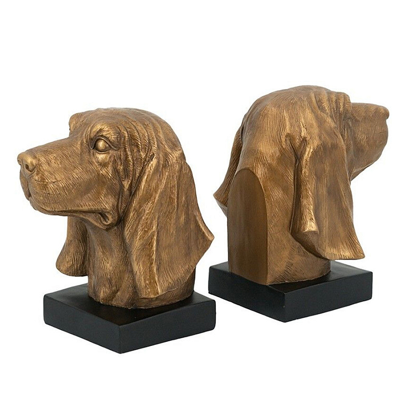Держатель для книг с бронзовыми фигурками головы собаки Dog Elegance Бронза Черный Держатель для книг с бронзовыми фигурками головы собаки Dog Elegance Бронза Черный в Сочи | Loft Concept