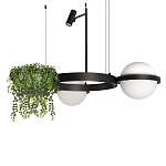 Подвесной светильник с 2-мя шарообразными плафонами и цилиндрическим спотом Light of Еyes варинант исполнения - 1 | Loft Concept в Сочи