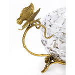 Конфетница из прозрачного рельефного стекла с ручками в виде стрекоз и фигуркой лебедя Eden Garden варинант исполнения - 2 | Loft Concept в Сочи