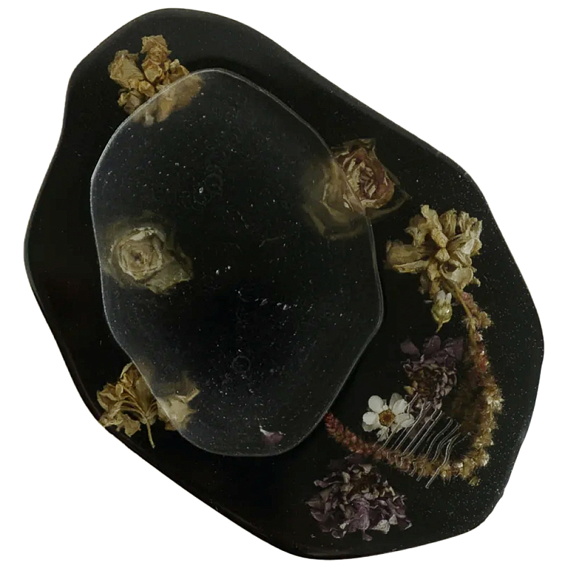 Подставка из эпоксидной смолы с цветами черная Epoxy Resin Flowers Black Черный в Сочи | Loft Concept 