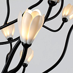 Люстра подвесная черного цвета с ветвями и белыми фарфоровыми цветами Floralis варинант исполнения - 13 | Loft Concept в Сочи