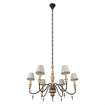 Люстра на металлическом основании с 6-ю белыми тканевыми абажурами Terrain варинант исполнения - 4 | Loft Concept в Сочи