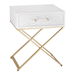 Приставной столик с выдвижным ящиком  White Table Carved Pattern варинант исполнения - 1 | Loft Concept в Сочи