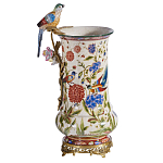 Ваза фарфоровая с птицей на бронзовой ветке и цветочной росписью Garden of Eden варинант исполнения - 5 | Loft Concept в Сочи