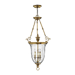 Подвесной светильник латунный с рифленым прозрачным плафоном и тремя свечеподобными лампами в классическом стиле Hinkley варинант исполнения - 2 | Loft Concept в Сочи