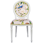 Стул светло-серый из натурального бука с изображением птиц и цветов Blooming Blue Birds варинант исполнения - 1 | Loft Concept в Сочи