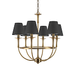 Люстра на металлическом основании бронзового цвета с 6-ю черными конусовидными абажурами Dignity варинант исполнения - 2 | Loft Concept в Сочи