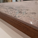 Стол обеденный с коричневой квадратной столешницей из керамики на четырех деревянных ножках Brown Ceramics варинант исполнения - 2 | Loft Concept в Сочи