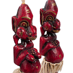 Комплект из 2-х деревянных статуэток Asmat Straw Headdress Statuettes Red варинант исполнения - 3 | Loft Concept в Сочи