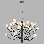 Люстра подвесная черного цвета с ветвями и белыми фарфоровыми цветами Floralis варинант исполнения - 12 | Loft Concept в Сочи