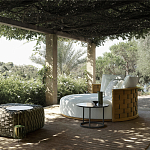 Дизайнерский уличный диван из массива дерева с плетеной спинкой PALINFRASCA Sofa варинант исполнения - 10 | Loft Concept в Сочи