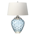 Настольная лампа со белым конусным абажуром и прозрачным голубым стеклянным основанием Quintiesse варинант исполнения - 1 | Loft Concept в Сочи