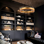 Люстра кольцевая чёрного цвета с вертикальными стеклянными элементами Ring Horizontal варинант исполнения - 2 | Loft Concept в Сочи