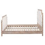 Кровать двуспальная светло-бежевая с основанием из массива дуба с мягким изголовьем Flax Beds варинант исполнения - 2 | Loft Concept в Сочи