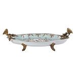 Блюдо овальное из голубого фарфора с ручками в виде бабочек и цветочным рисунком Blue Garden варинант исполнения - 1 | Loft Concept в Сочи