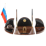 Настольный письменный набор с часами из природного камня обсидиана Oval Office варинант исполнения - 1 | Loft Concept в Сочи