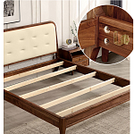 Кровать двуспальная с каркасом из дерева и мягким изголовьем Moon Walnut Bed варинант исполнения - 5 | Loft Concept в Сочи