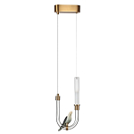 Подвесной светильник с декоративной фигуркой птицы на прозрачной изогнутой трубке Ganthea варинант исполнения - 2 | Loft Concept в Сочи