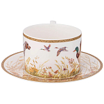 Чайная пара из фарфора с изображением собаки и уток 300 мл Hunting Porcelain Collection варинант исполнения - 2 | Loft Concept в Сочи