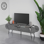 ТВ-тумба серая с 2-мя откидными дверцами и 2-мя открытыми полками CAPSULE TV STAND RETRO GREY варинант исполнения - 2 | Loft Concept в Сочи