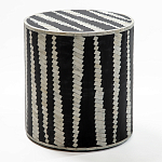 Приставной круглый столик с инкрустацией Black and White Geometry Stool варинант исполнения - 1 | Loft Concept в Сочи