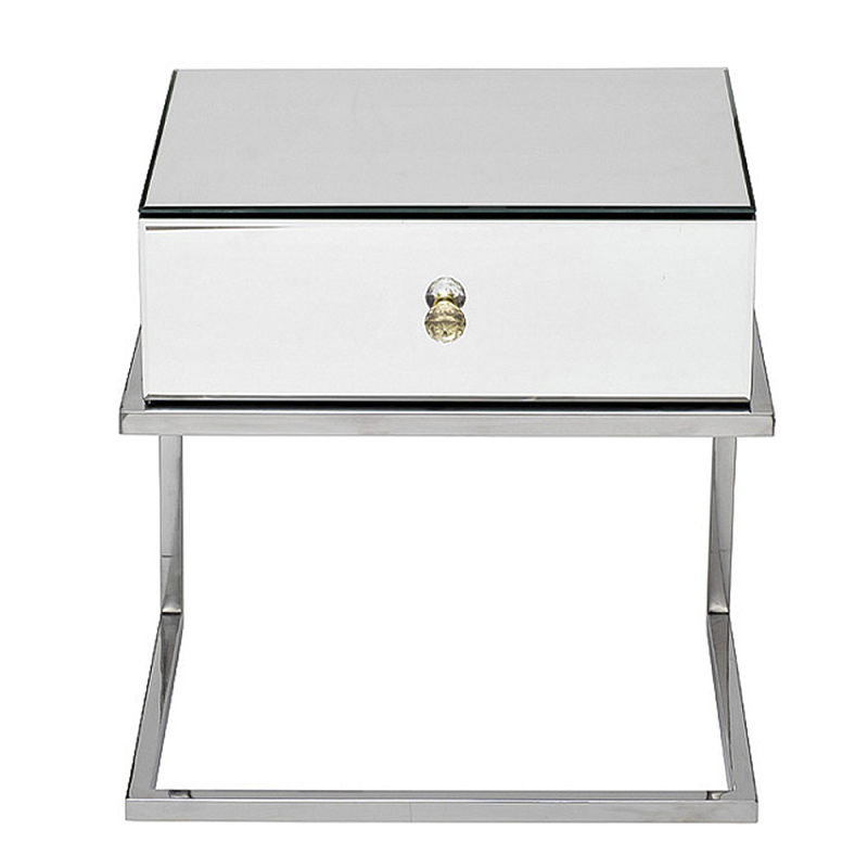 Тумбочка зеркальная с ящиком Mirror Chrome Cabinet Зеркало Хром Тумбочка зеркальная с ящиком Mirror Chrome Cabinet Зеркало Хром в Сочи | Loft Concept