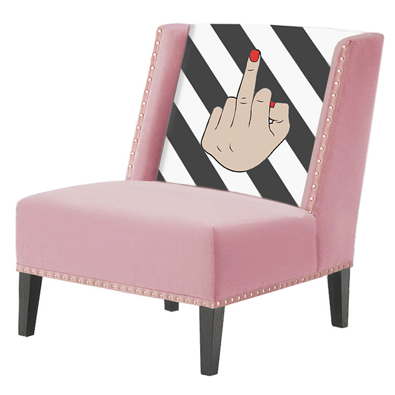 FUN Armchair "fuck off" pink  Дизайнерское кресло с цветным принтом Розовый пастельный в Сочи | Loft Concept 