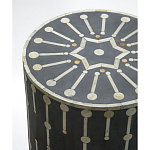 Приставной круглый столик с инкрустацией Mandika Bone Inlay Gray варинант исполнения - 1 | Loft Concept в Сочи