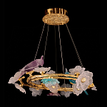 Люстра круглая на золотом каркасе с птичками и цветочным декором Miscellaneous herbs варинант исполнения - 5 | Loft Concept в Сочи