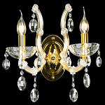 Бра с двумя лампами и крупными хрустальными подвесками на золотом основании Crystal lamps варинант исполнения - 2 | Loft Concept в Сочи
