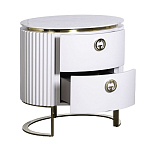 Тумбочка белая овальная с мраморной столешницей Thoroughbass варинант исполнения - 2 | Loft Concept в Сочи