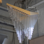 Люстра золотого цвета в форме галочки с каскадом длинных прозрачных трубок Eurofase варинант исполнения - 14 | Loft Concept в Сочи