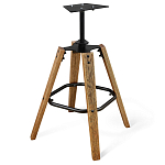 Барный стул со спинкой и металлической подставкой на 4-х деревянных ножках Коричневый Велюр Vendramin Chair варинант исполнения - 5 | Loft Concept в Сочи