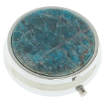 Таблетница карманная круглая с 3-мя отделениями и накладкой из натурального камня Апатит Голубой Silver Stone Pillboxes варинант исполнения - 1 | Loft Concept в Сочи