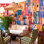 Обои ручная роспись в стиле Арт-деко Jazz Original colourway on painted silk with embroidery варинант исполнения - 1 | Loft Concept в Сочи