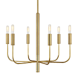 Люстра с 6-ю лампами на тонких изогнутых рожках в современном стиле Feiss варинант исполнения - 1 | Loft Concept в Сочи