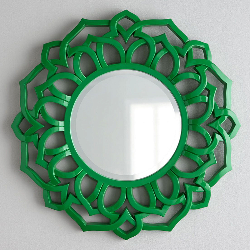 Зеркало круглое в ажурной зеленой раме Green Floral Pattern Зеленый Зеркало круглое в ажурной зеленой раме Green Floral Pattern Зеленый в Сочи | Loft Concept