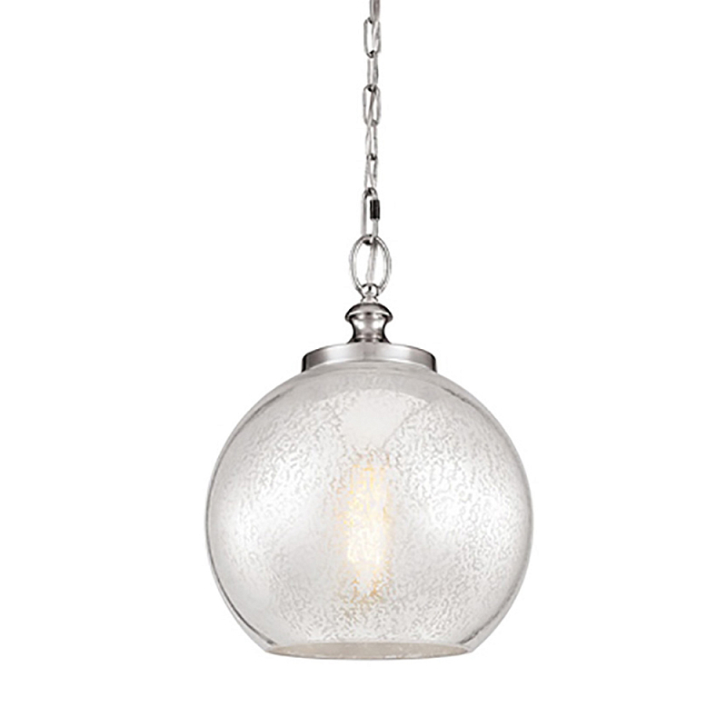 Подвесной светильник с прозрачным стеклянным плафоном в форме шара в современном стиле на цепи Feiss Сталь Прозрачное Стекло в Сочи | Loft Concept 