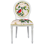 Стул светло-серый из натурального бука с изображением птиц и цветов Blooming Birds Red  варинант исполнения - 1 | Loft Concept в Сочи