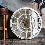 Зеркало настенное в белой металлической раме в виде часов Mirror Tower Clock варинант исполнения - 4 | Loft Concept в Сочи