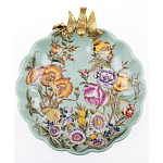 Блюдо из голубого фарфора с бронзовой птичкой Blue Garden варинант исполнения - 2 | Loft Concept в Сочи